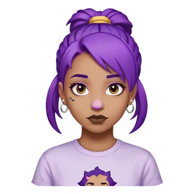 girl with a blm shirt, purple hair, nose piercing sticker