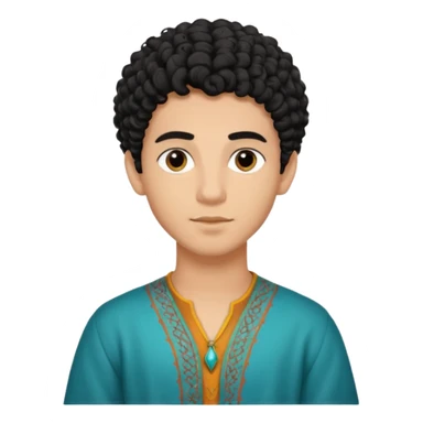 Young man with black curly hair cascade Haircut and light dark skin, moroccan / amazingh race sticker