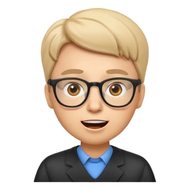 emoji-style face of a teacher character with glasses, professional yet friendly, cartoon-like style, surprised emotion sticker