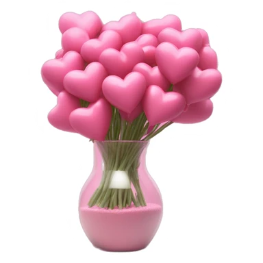 10000000 huge pink hearts on stems in a clear glass vase sticker