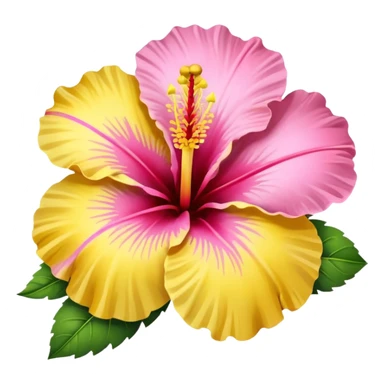 yellow and pink hibiscus flower sticker