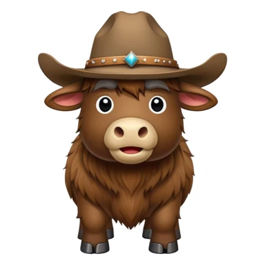 Yak wearing cowboy hat  sticker