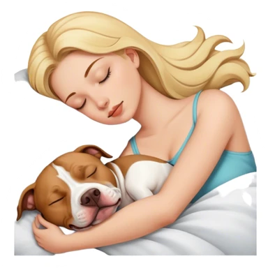 blonde girl sleeping with a brown and white pitbull  sticker