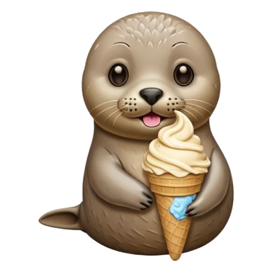 Seal eating ice cream cone sticker