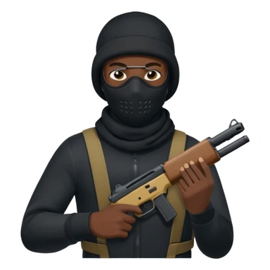 Black man with a black nike ski mask with a glock sticker