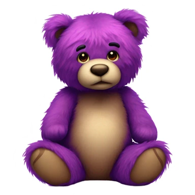 Realistic isolated big full length valentines Day stuffed Teddy Bear with long fluffy hot pink and royal purple hair sitting up. sticker