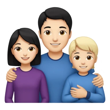 Family korean male x blonde female + black hair kid sticker