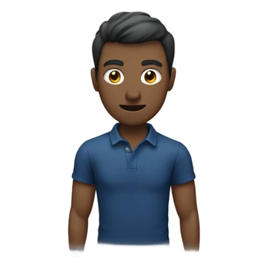 Man in dark blue shirt punching  sticker