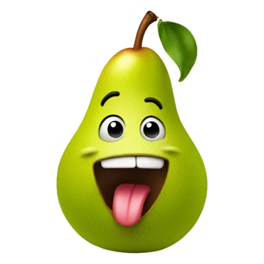 pear with big tongue out  sticker