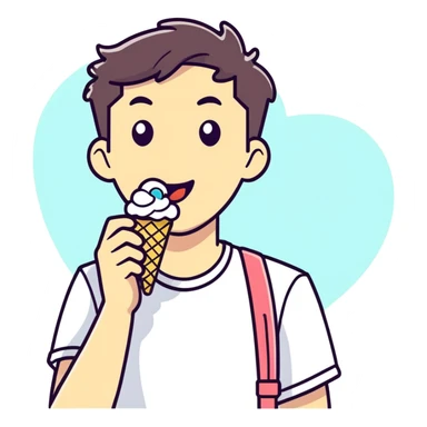 young man eating icecream sticker