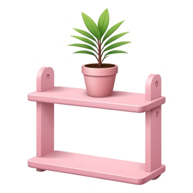 babypink shelf with a small plant on it sticker