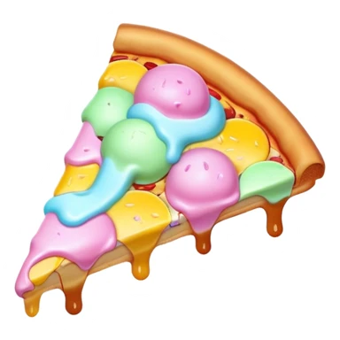 Melted neon pastel ice cream pizza slice sticker