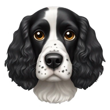 black and white cocker spaniel with nose spots sticker