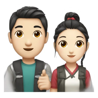 Korean boy with Korean girl who has 2 pony tails sticker