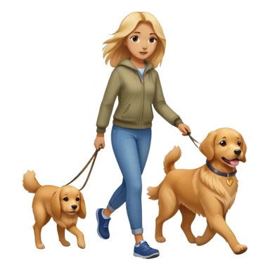Beautiful girl walking a golden retriever dog sticker