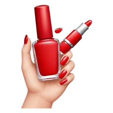 hand with painted nails and nail polish bottle sticker