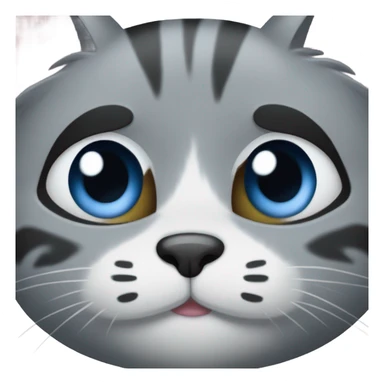 Grey cat with blue ish eyes with black  sticker