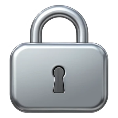 Chrome silver lock emoji, iOS emoji style, smooth metallic surface, rounded edges, reflective highlights, minimalistic sticker