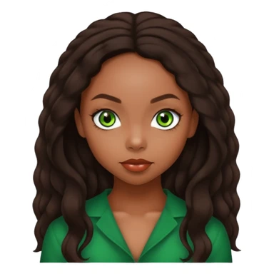 Logan Browning with dark brown long hair, green eyes sticker