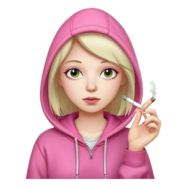 girl smoking weed with pink hoodie sticker