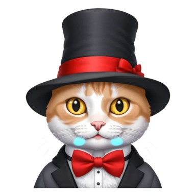 Chat avec un nœud rouge et un chapeau de magicien sticker