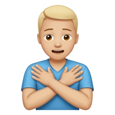 person holding neck crossed hands crying laughing  sticker