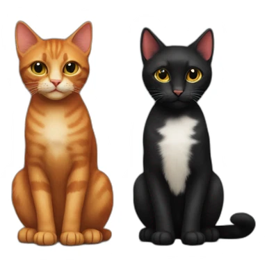 red abissinian cat and black kitten sticker