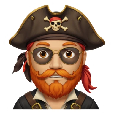 Pirata con un parche en el ojo y con barba anaranjado sticker