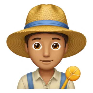 full body man with straw hat sticker