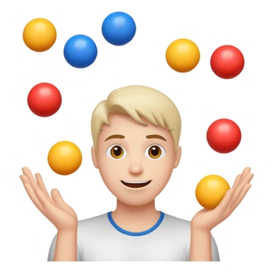 person juggling happy face, sad face, and neutral face balls equally sticker