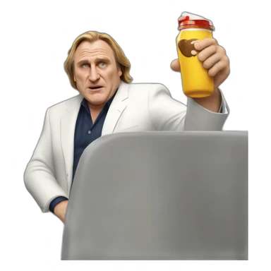 Gérard Depardieu en train de boire sticker