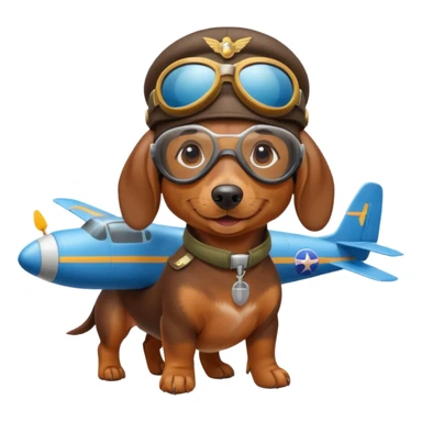 Dachshund flying an airplane sticker