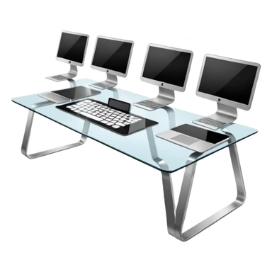 media agency, table with laptops sticker