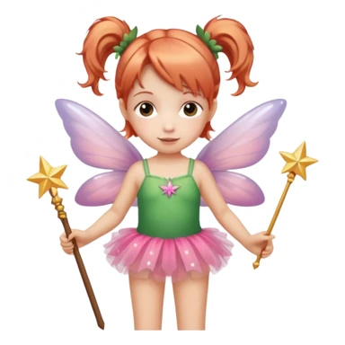Little girl with fairy wings, wand, and tutu. She has strawberry blond hair with pig tails.  sticker