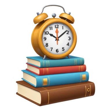 stack of books with a clock story time emoji sticker