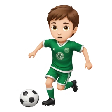 Brown hair 6 years old boy footballer RUNNING playing soccer wearing celtic uniform ( jersey) # 17 in the jersey !  sticker
