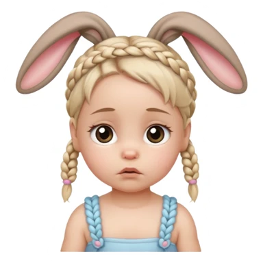 bunny ear accessory wearing baby braided hair sad  sticker