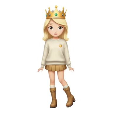 ragazza bionda con la corona,gonna corta e maglione oversize e stivali col tacco sticker