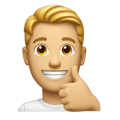 smiling man showing thumbsup sticker