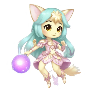 Cute Kawaii Chibi Anthro Sona Colorful Ethereal Pretty see Godly Celestial Shiny Fakemon Full Body sticker