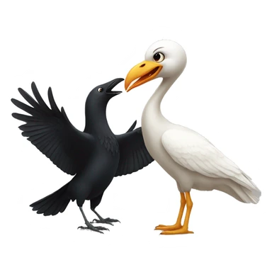 crow fighting a swan sticker