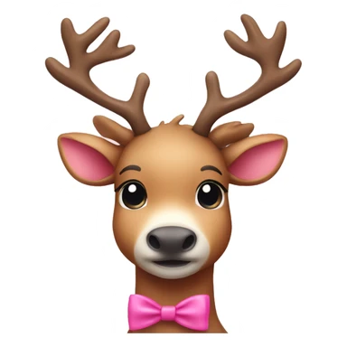 cute reindeer wearing a pink bow to his  neck sticker