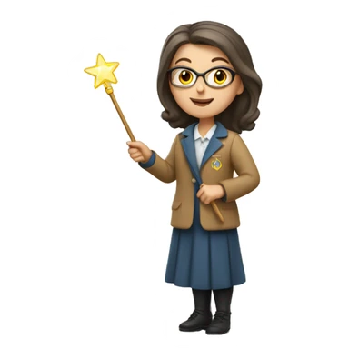 A Ukrainian female teacher holds a magic wand in her hand sticker