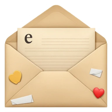 an open beige envelope with a letter sticking out of it sticker