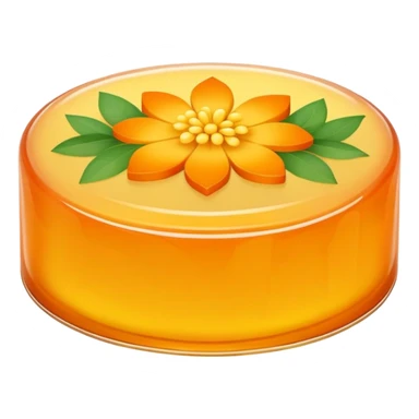 Osmanthus jelly cake with floral pattern, simplified emoji style with bold outlines and bright colors, cartoon style Gui Hua Gao traditional sweet sticker
