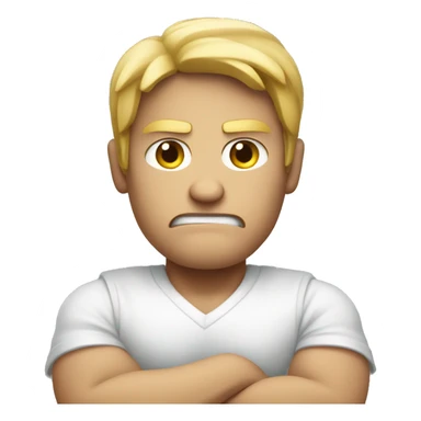 White male angry with arms crossed over chest sticker