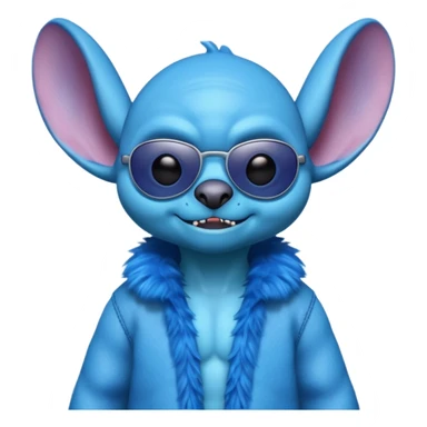 Stitch the blue alien from Lilo & Stitch wearing sunglasses sticker