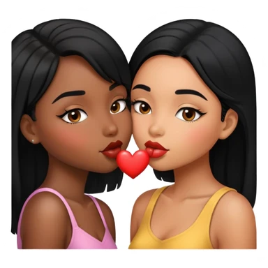 Ebony Girl kissing a ebony girl sticker