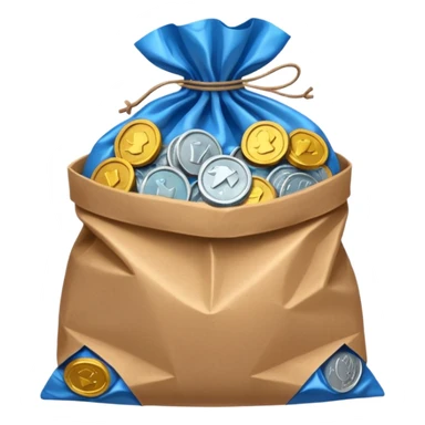 brown bag of blue coins sticker