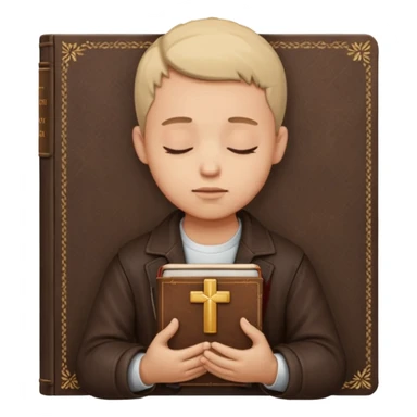 Guy who reads Bible with cross on it and with his eyes closed in prayer. Nothing in the background  sticker